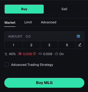 1. Покупка: Buy → Market → Amount → Buy